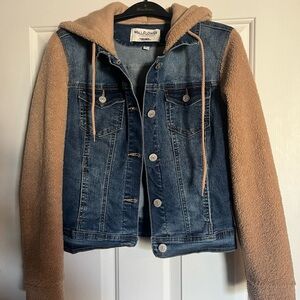Wallflower Denim and Tan Sherpa Jacket Hoodie